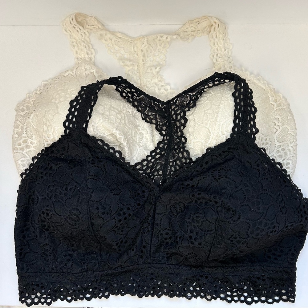 Maurice’s/ Ivory and Black/ Size 3 Lace Bralettes /Selling as a Set of 2